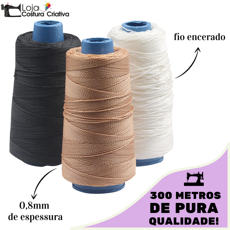 Linha Nylon Encerado para Couro 0,8mm - 300 metros